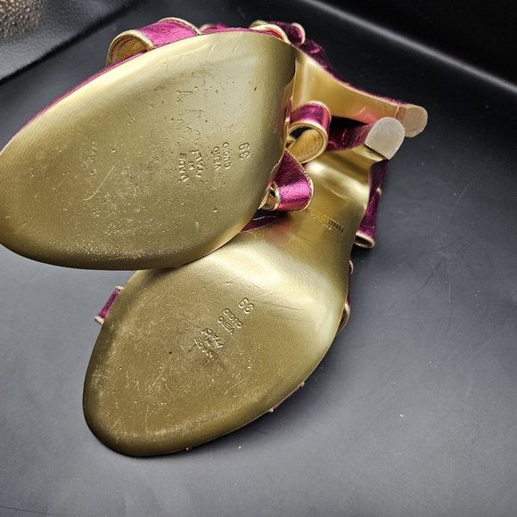 Moschino Pink & Gold Ankle Strap stiletto Sandal Heels Sz 39 8.5 - Picture 8 of 8